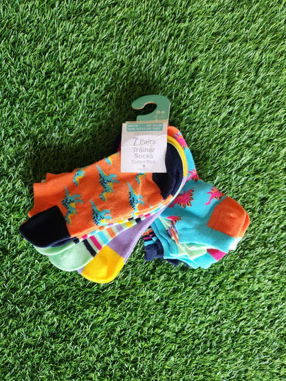PRIMARK PAIR OF 7 TRAINER SOCKS RICH COTTON