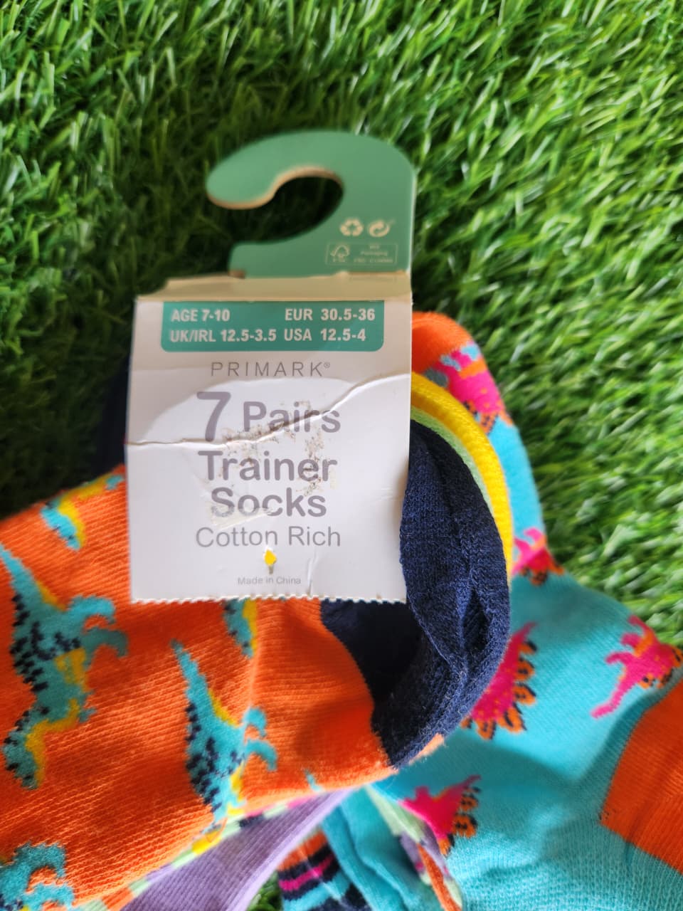PRIMARK PAIR OF 7 TRAINER SOCKS RICH COTTON