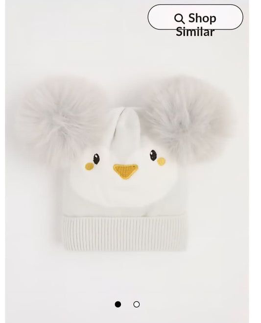 GEORGE GREY PENGUIN POM POM BOBBLE HAT