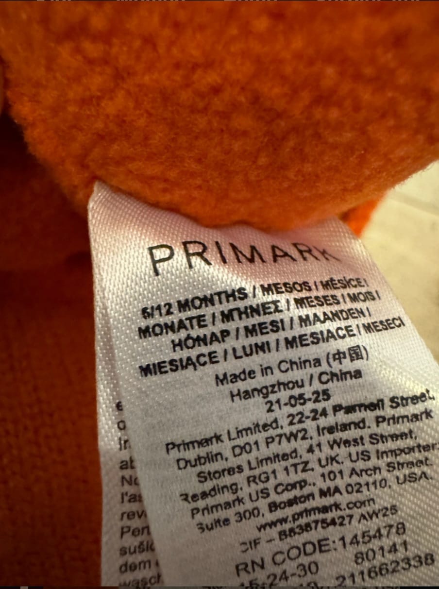PRIMARK PUMPKIN BABY BOBBLE HAT & MITTEN SET