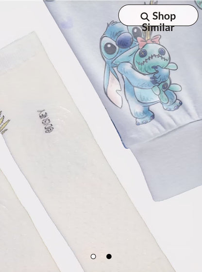 GEORGE DISNEY STITCH LONG SLEEVE LILAC FLEECE PJ SET WITH SOCKS