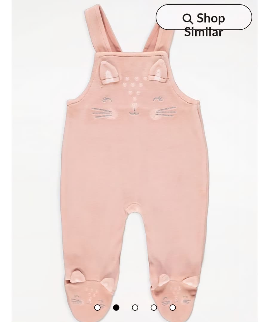 GEORGE PINK CAT DUNGAREES AND HEART LONG SLEEVE BODYSUIT OUTFIT
