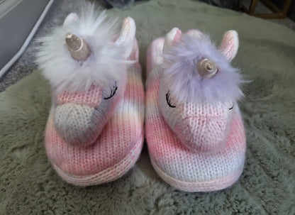 M&S PINK UNICORN KNIT SLIPPER