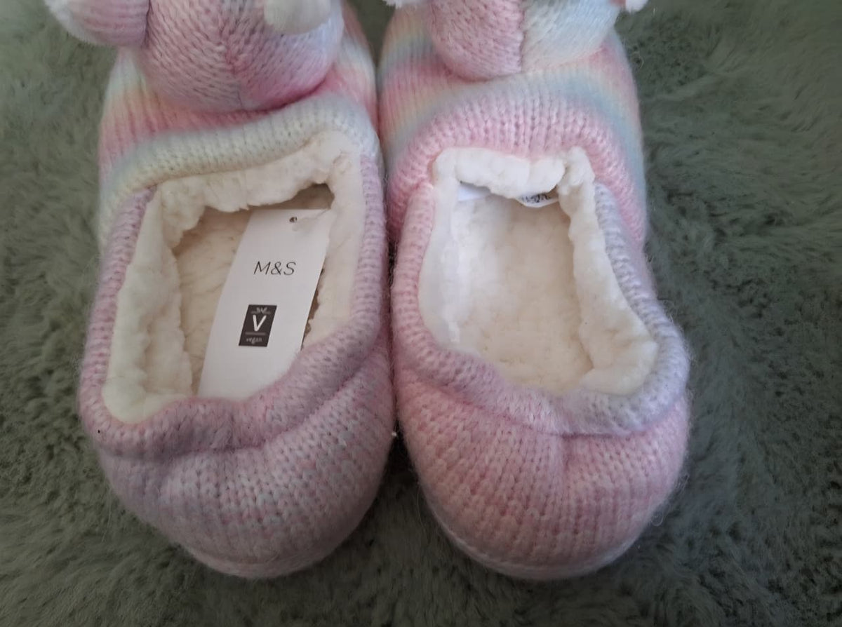 M&S PINK UNICORN KNIT SLIPPER