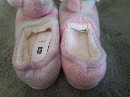 M&S PINK UNICORN KNIT SLIPPER
