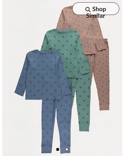SMILEY FACE LONG SLEEVE PJ SET PACK OF 3