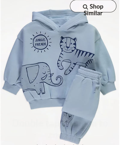 GEORGE LIGHT BLUE JUNGLE FRIENDS HOODIE AND JOGGERS SET