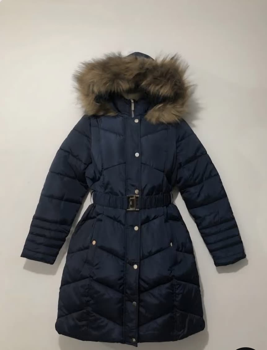 LIPSY LONDON NAVY QUILTED PADDED COAT FAUX FUR HOODIE JACKET
