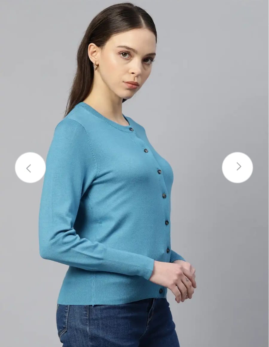 M&S CREW NECK BUTTON FRONT CARDIGAN