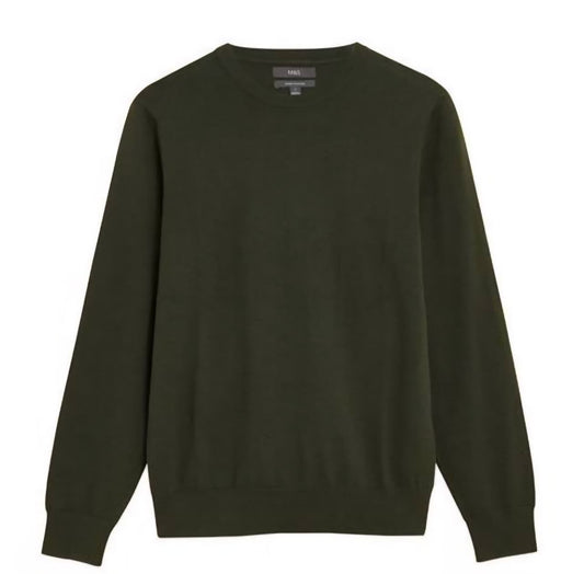 M&S OLIVE GREEN CREWNECK SWEATER