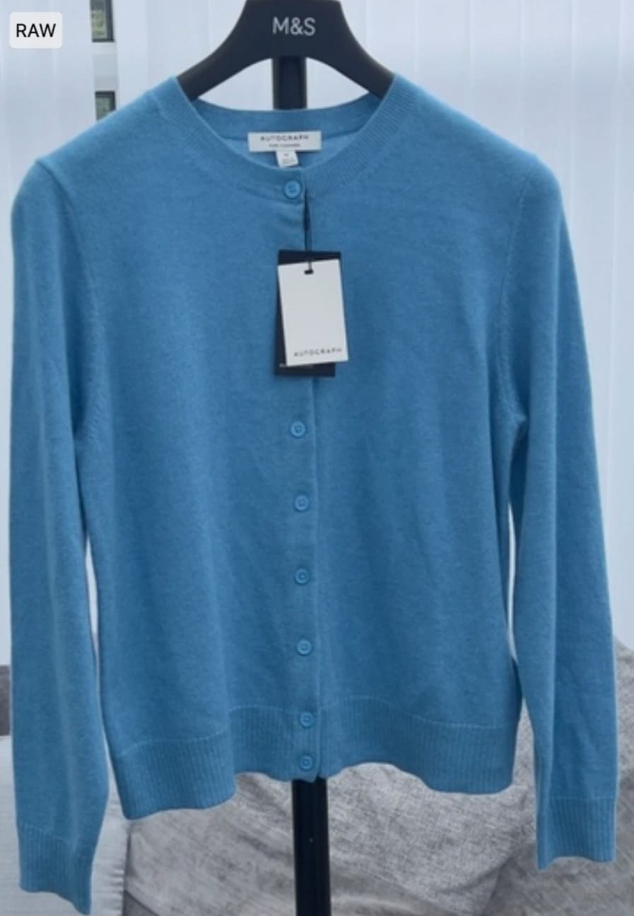 M&S CREW NECK BUTTON FRONT CARDIGAN
