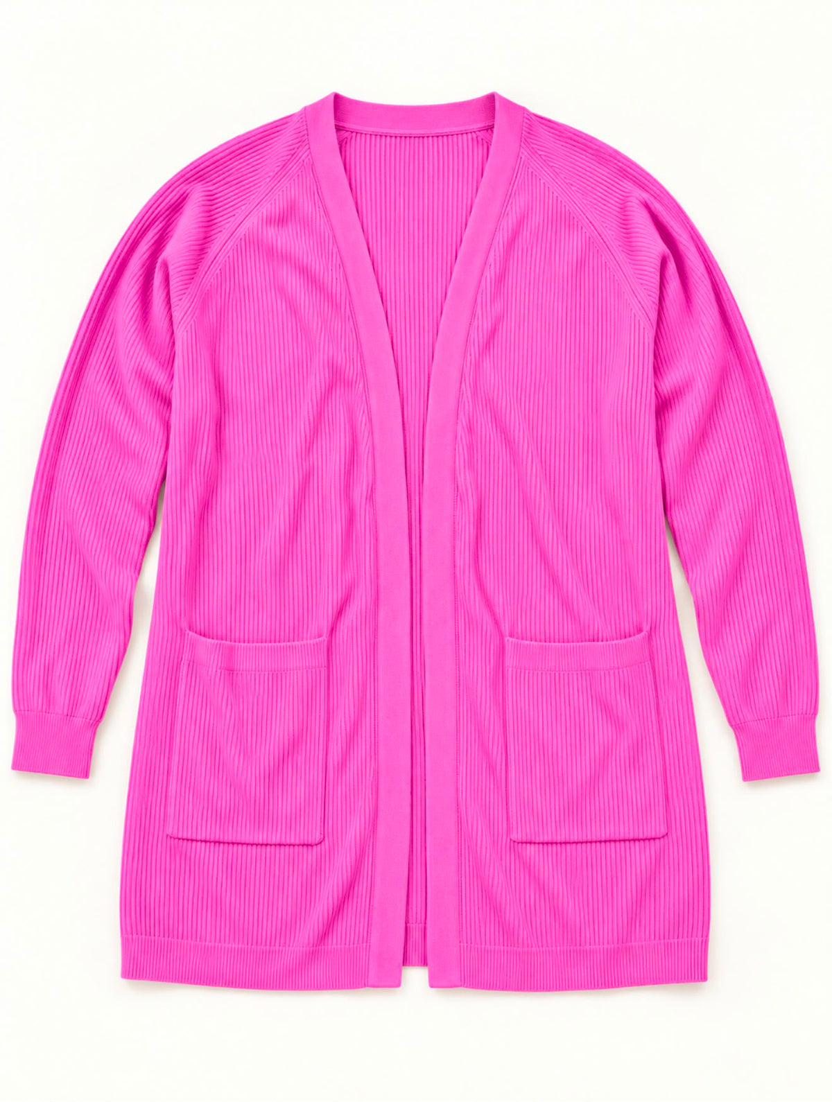 M&S PINK OPEN FRONT RIBBED KNIT CARDIGEN