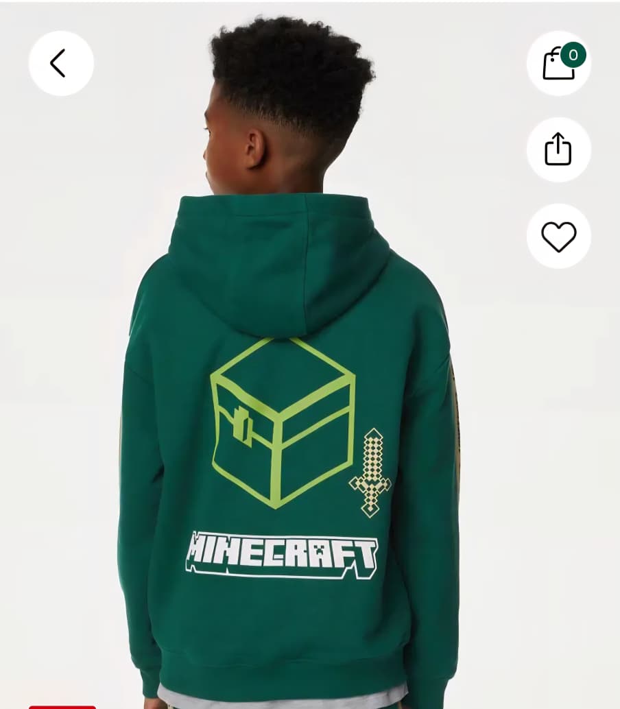 M&S MINECRAFT HOODED SWEATSHIRT
