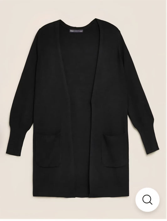 M&S OPEN FRONT RIBBED KNIT CARDIGEN