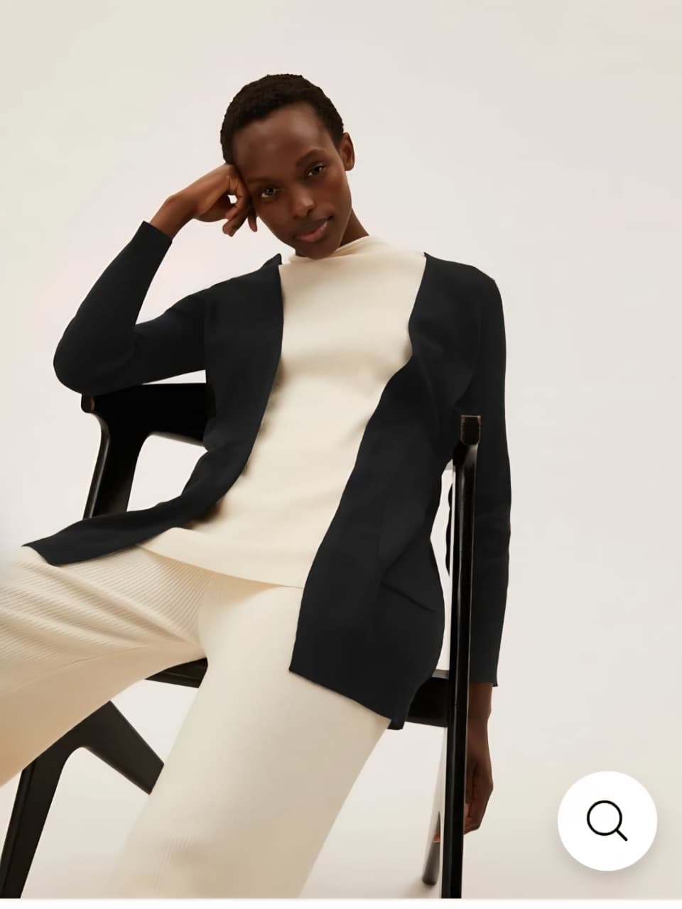 M&S OPEN FRONT RIBBED KNIT CARDIGEN