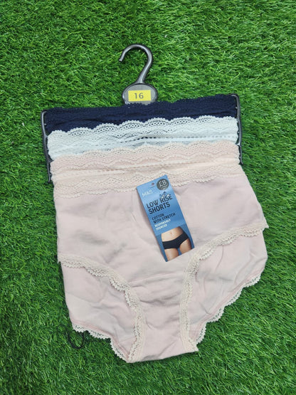 M&S LOW RISE SHORTS COTTON WITH STRETCH  PACK OF 3