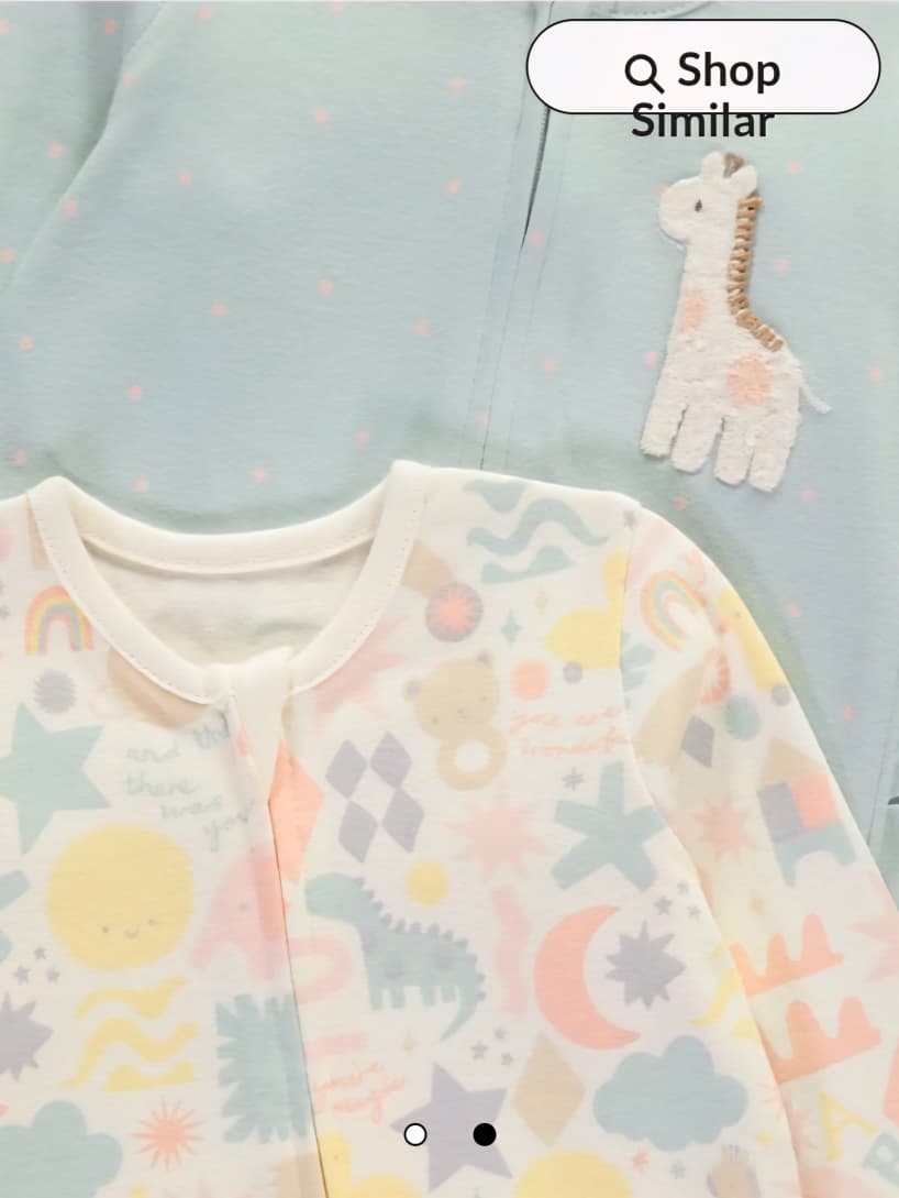 GEORGE PRINTED GIRAFFE ZIP FASTEN SLEEPING SUIT PACK OF 2