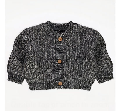 GEORGE DARK GREY CHUNKY KNITTED CARDIGEAN