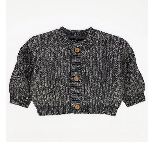 GEORGE DARK GREY CHUNKY KNITTED CARDIGEAN