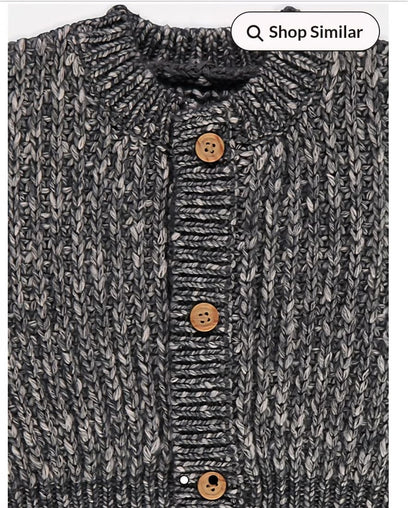 GEORGE DARK GREY CHUNKY KNITTED CARDIGEAN