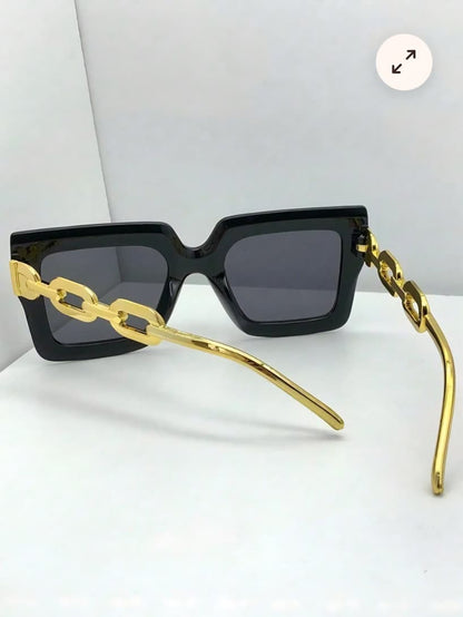 CHAIN DETAIL SQUARE SUNGLASSES