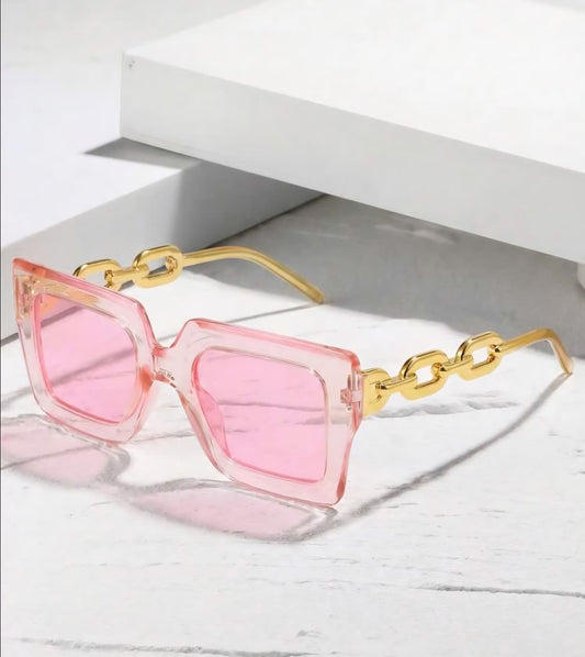 CHAIN DETAIL SQUARE SUNGLASSES