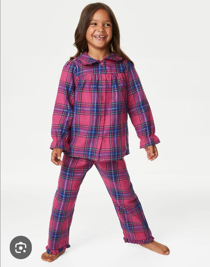 M&S COTTON RICH CHECKED PJ SET