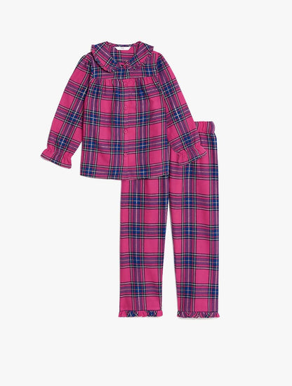 M&S COTTON RICH CHECKED PJ SET