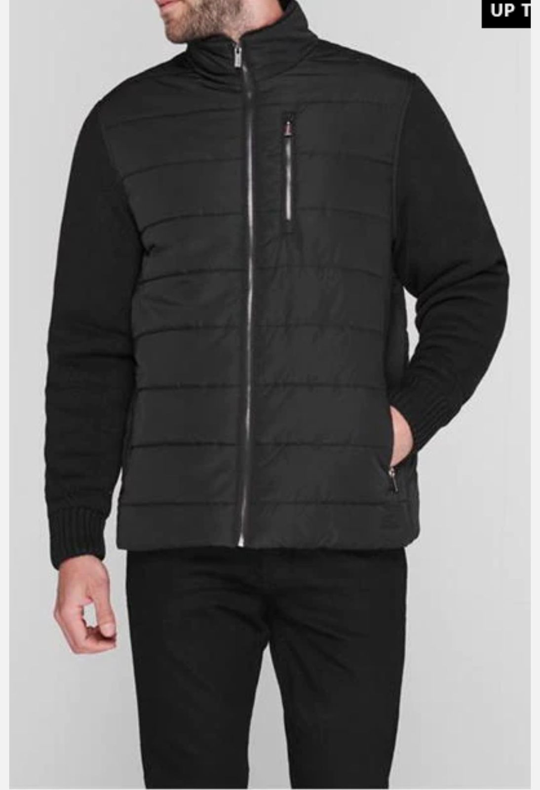 FIRETRAP SARTORI MEN BLACK PADDED PUFFER JACKER