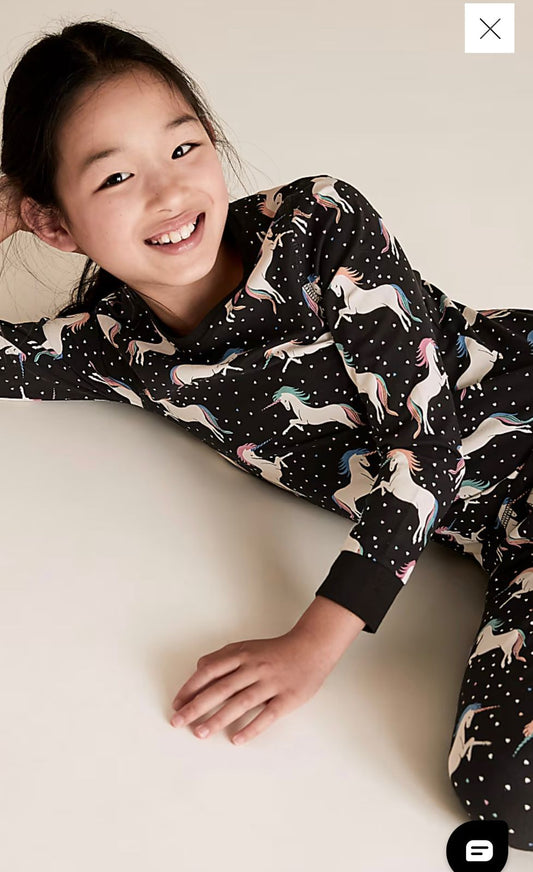 M&S COTTON WITH STRETCH SKINNY FIT PJ SET