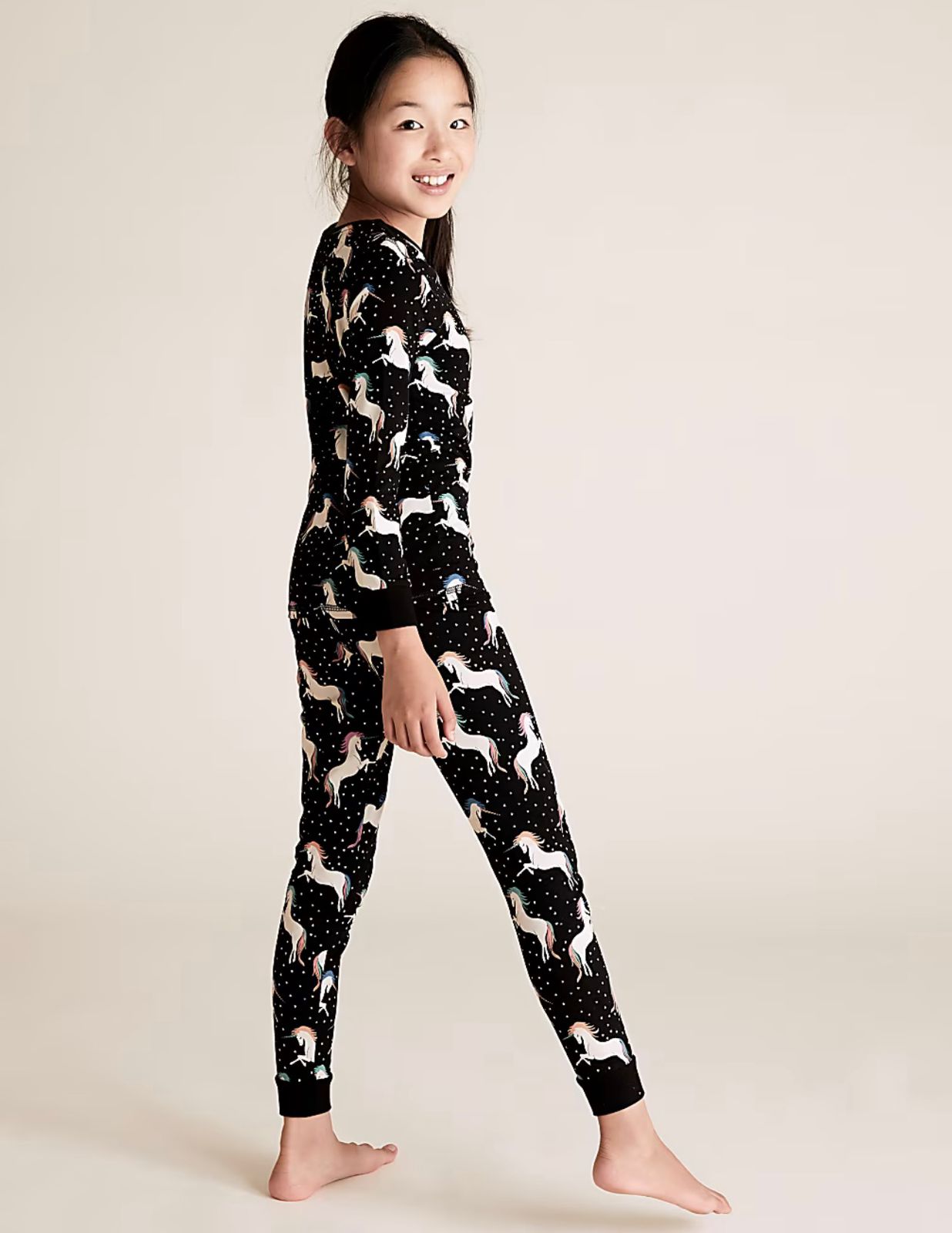 M&S COTTON WITH STRETCH SKINNY FIT PJ SET