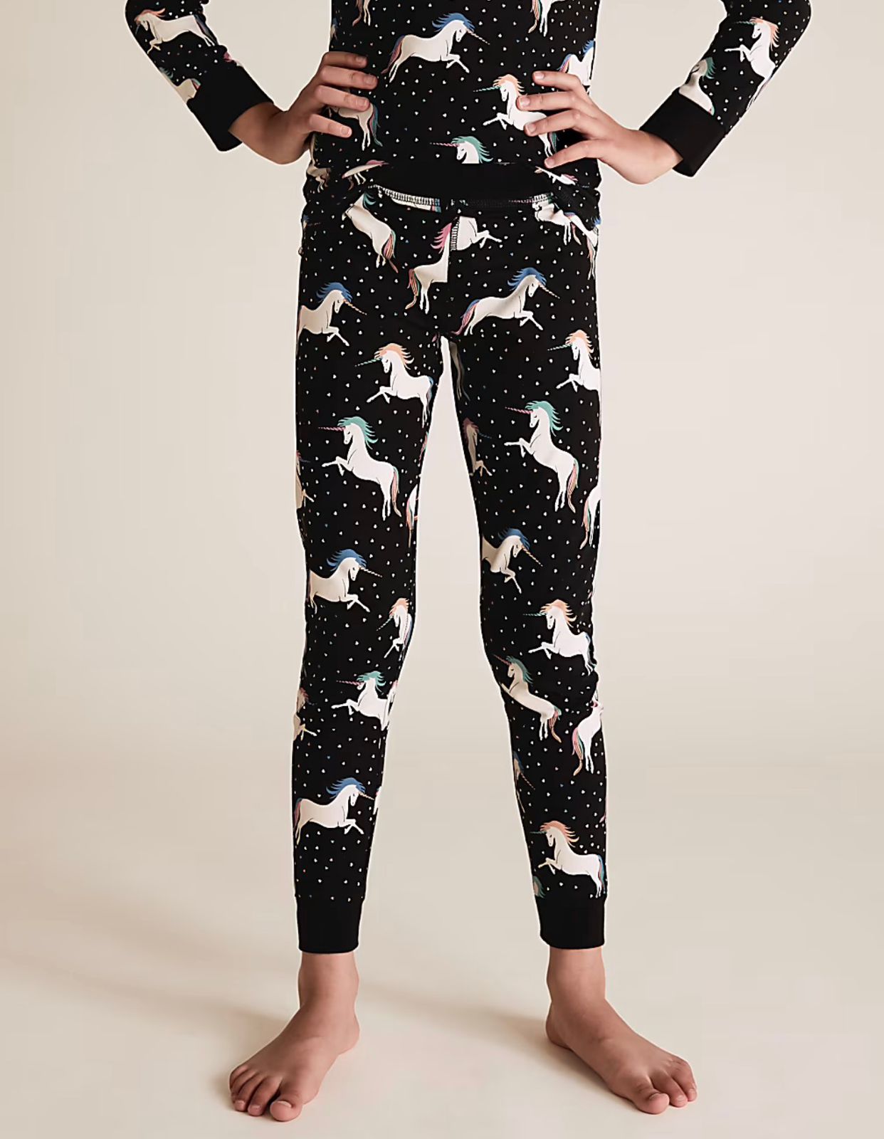 M&S COTTON WITH STRETCH SKINNY FIT PJ SET