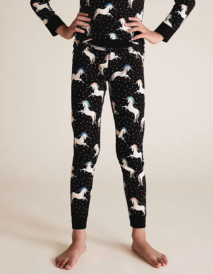 M&S COTTON WITH STRETCH SKINNY FIT PJ SET