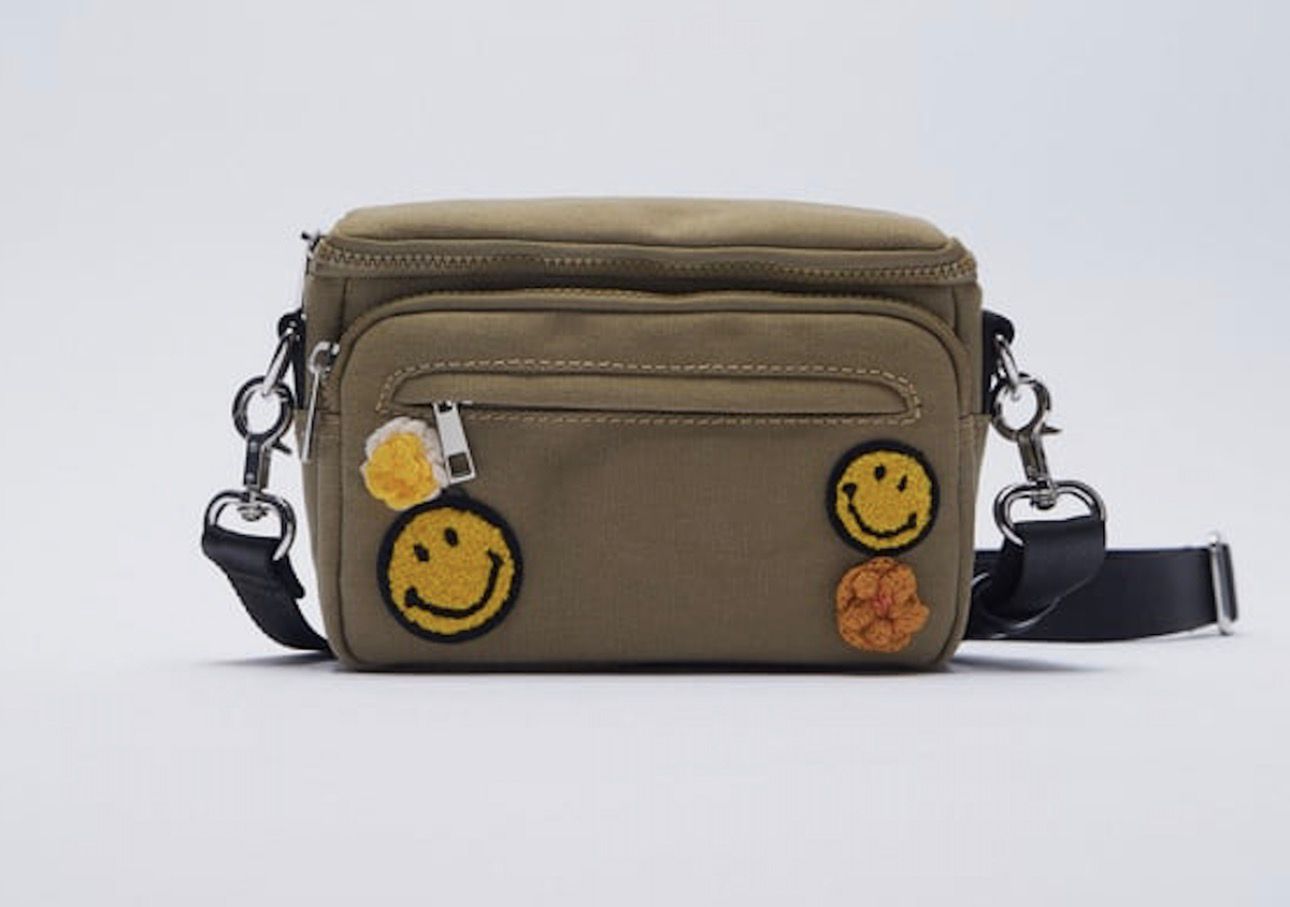ZARA SMILY KHAKI/GREEN CANVAS CROSSBODY BAG