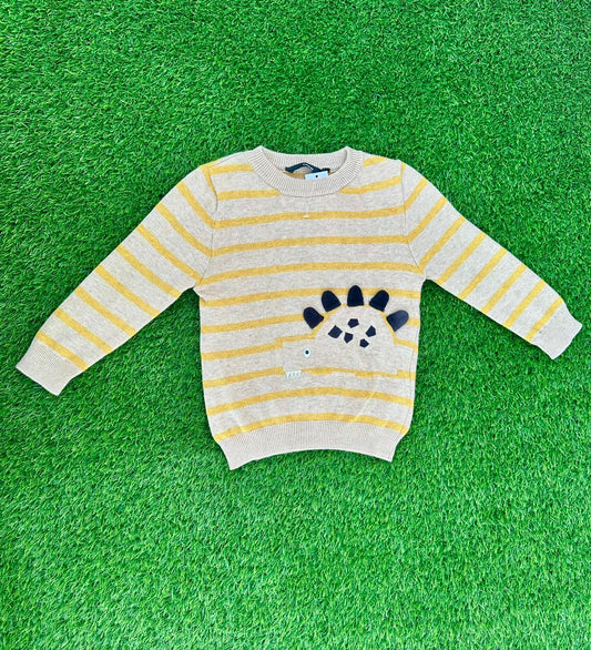 GEORGE BEIGE AND YELLOW STRIPED KNIT SWEATER